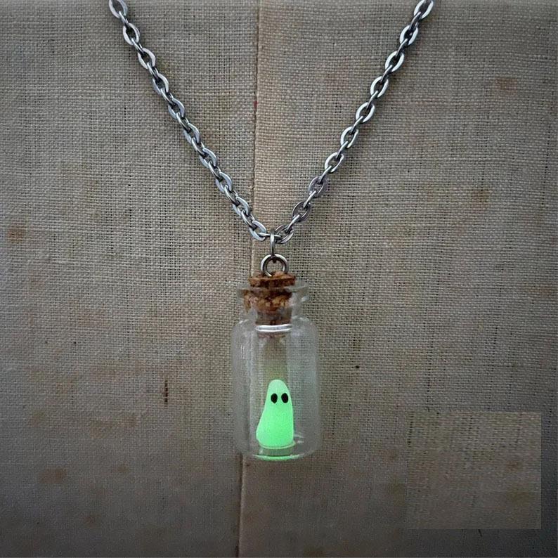 Wholesale Halloween Bottle Luminous Ghost Necklace